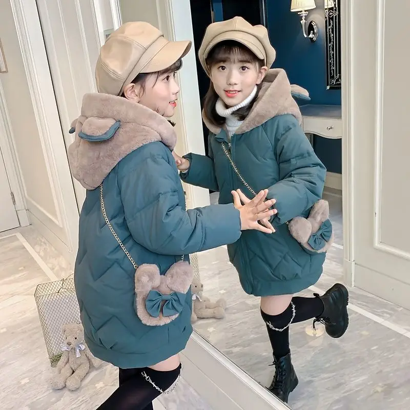 2024 New Baby Kids Parkas Winter Warm Down Jacket for Girls Coat Hooded Children's Outerwear Toddler Girl Clothes 10 12 13 Years