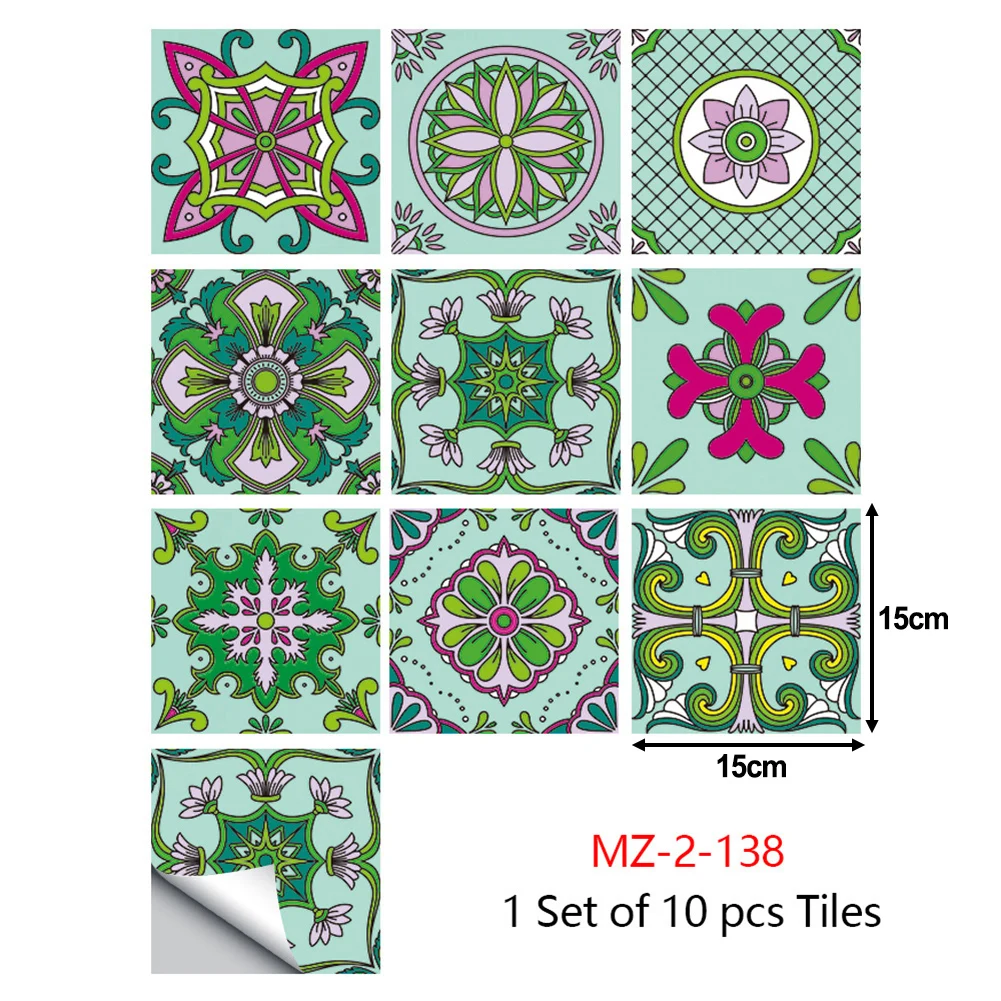 Stickers Tile Stickers 3D Tile Stickers Self-adhesive Wall Or Floor 10PCS 15x15 Cm Bathroom Mosaic Tile Stickers