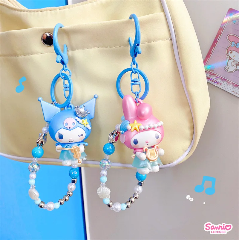 

Sanrio My Melody Kuromi Kawaii подвесная веревочная кукла автомобильный брелок игрушка из бисера украшение сумка для книг висит подарок на день рождения для девочек