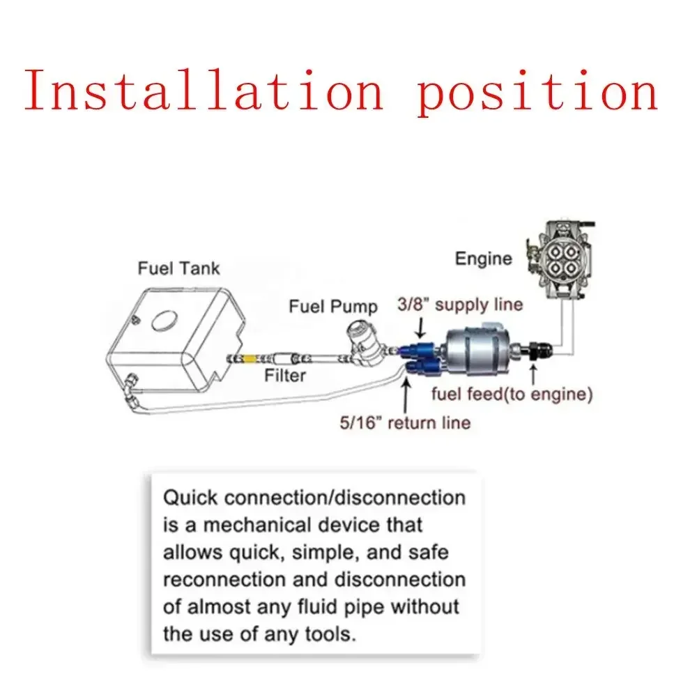 توصيل سريع من الألومنيوم AN6 AN8 ذكر 3/8 بوصة إلى 5/16 بوصة AN6 AN8 قطع الاتصال السريع ذكر دفع على محول تركيب EFI أسود