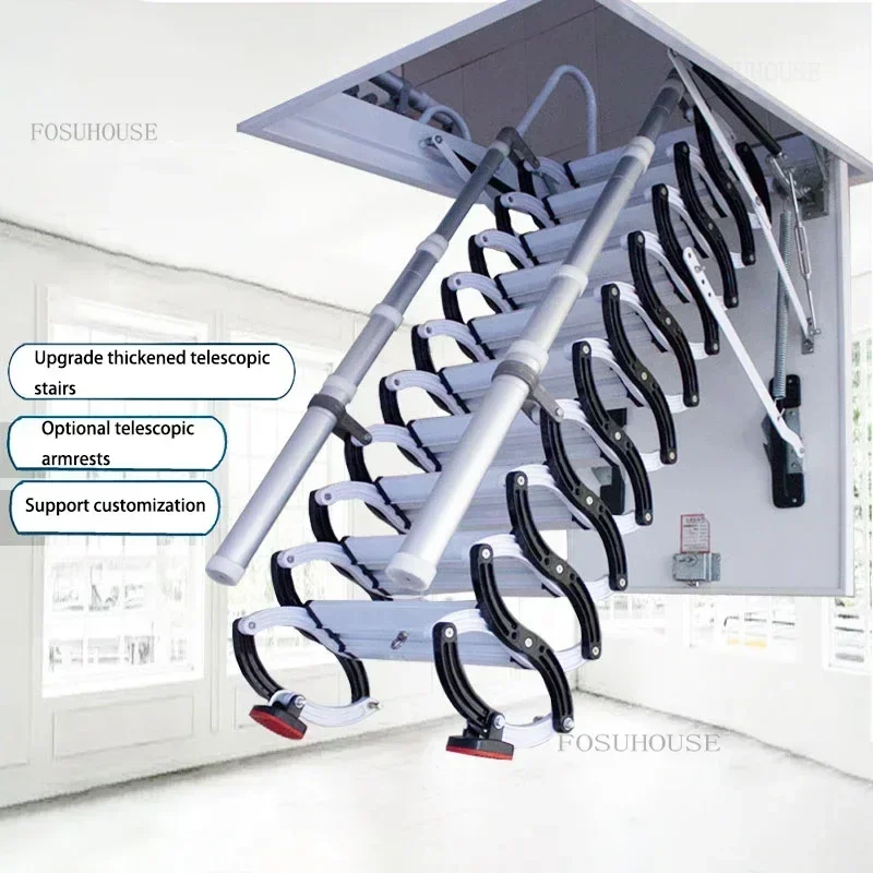 Durable Loft Lifting Ladders Apartment Telescopic Stair Indoor Home Invisible Folding Staircase Simple Attic Stretching Stairs S - Image 2