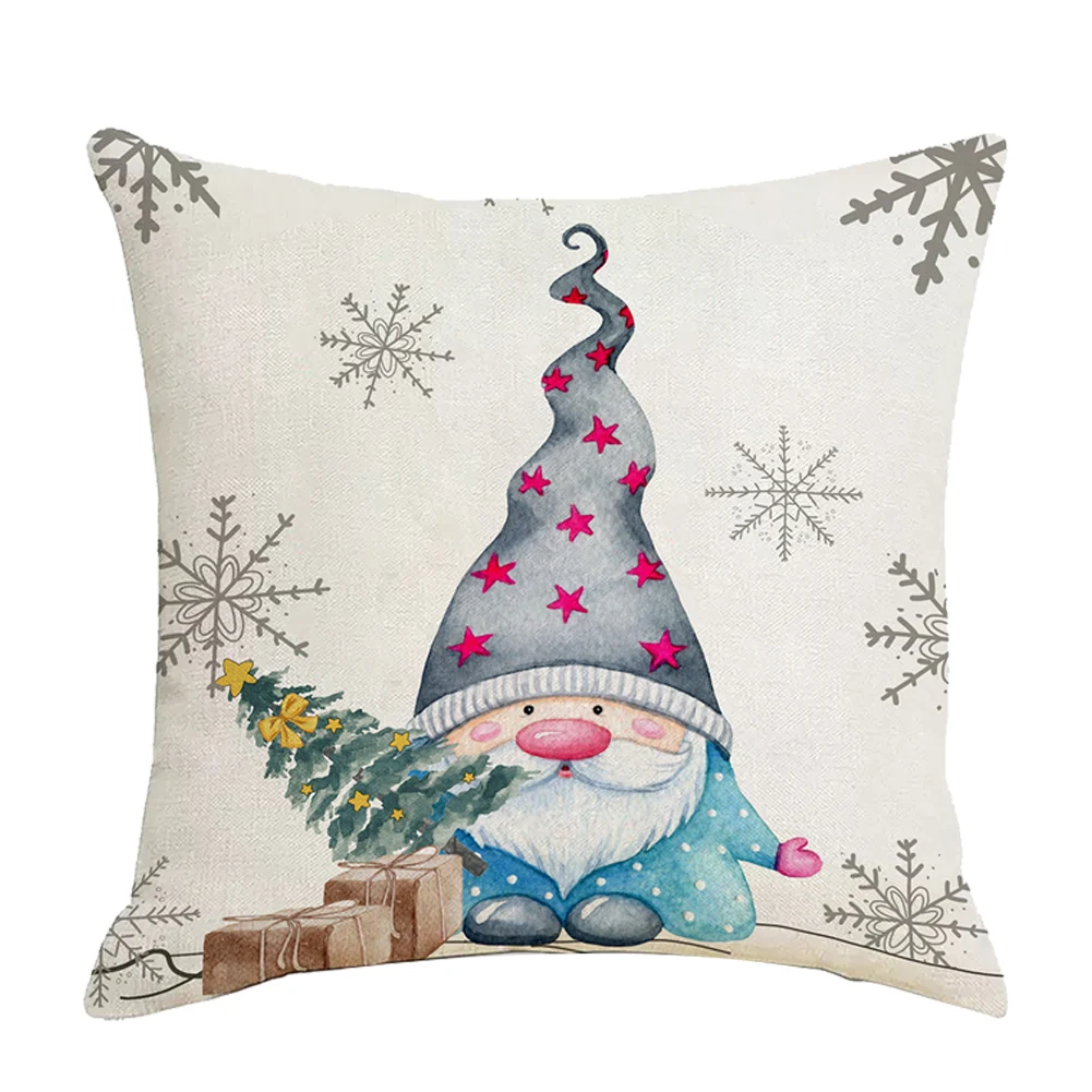 

Charming Christmas Blue Printed Polyester Pillow Cover For Festive Home Decorations For Christmas Parties Homewares