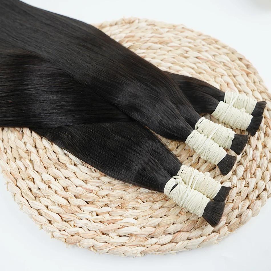ที่ยังไม่ได้ 100% ผมจริงBulksเวียดนามไม่มีWeftธรรมชาติWavy Human Hair Extensions Originalทอผ้าสําหรับBraiding