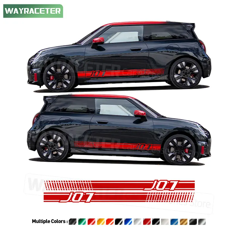 

2 Pcs Door Side Stripes Sticker Carbon Fiber Vinyl Decal For MINI Cooper J01 JCW 2026 2025 John Cooper Works 2024 SE Accessories