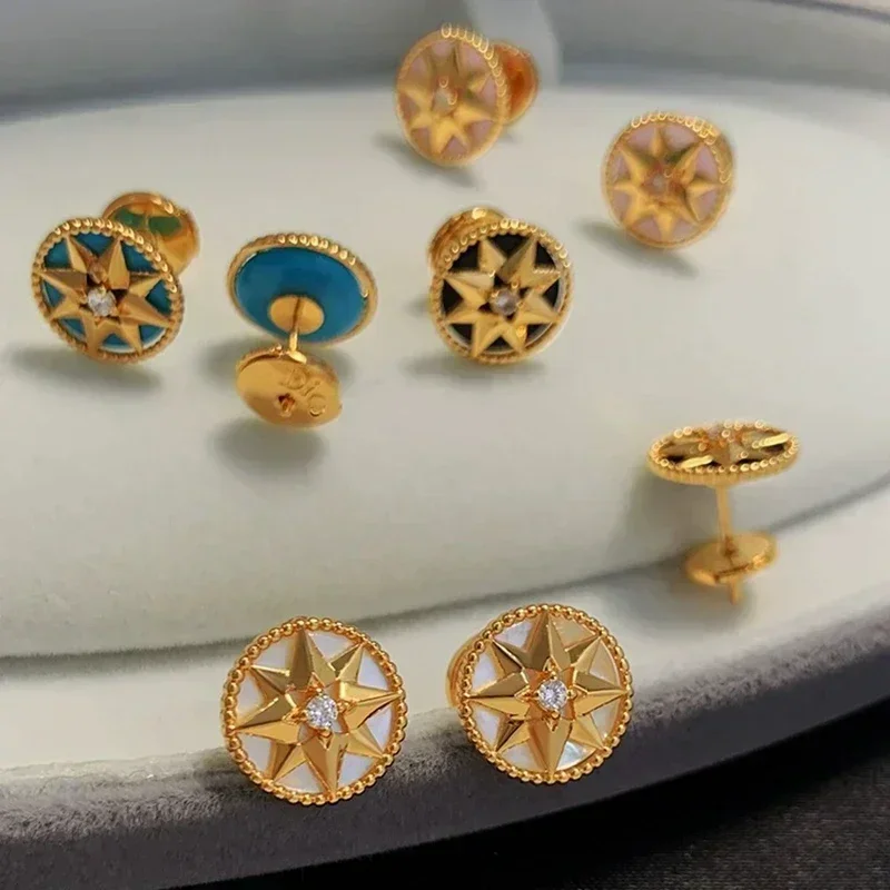 

2025 New 925Silver Classic Malachite turquoise Meteor Compass earrings for women luxury designer fashion exquisite jewelry gifts