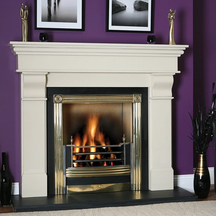 

White Marble Simplicity Fireplace Decoration Mantel