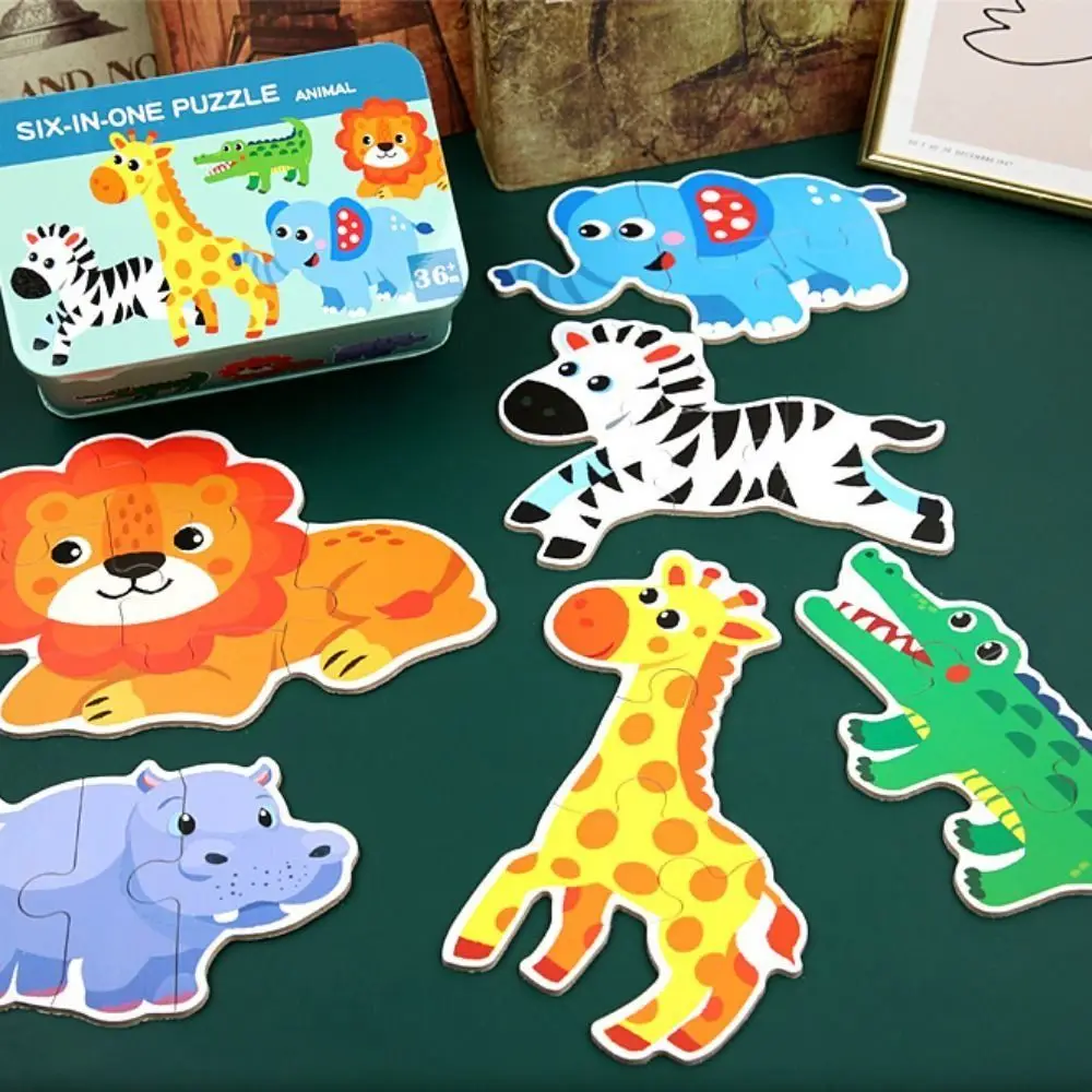 

Funny Dinosaur Cartoon Animal Jigsaw Montessori Car 3D Wooden Puzzle Educational Colorful Baby Wooden Toys Toy for Children