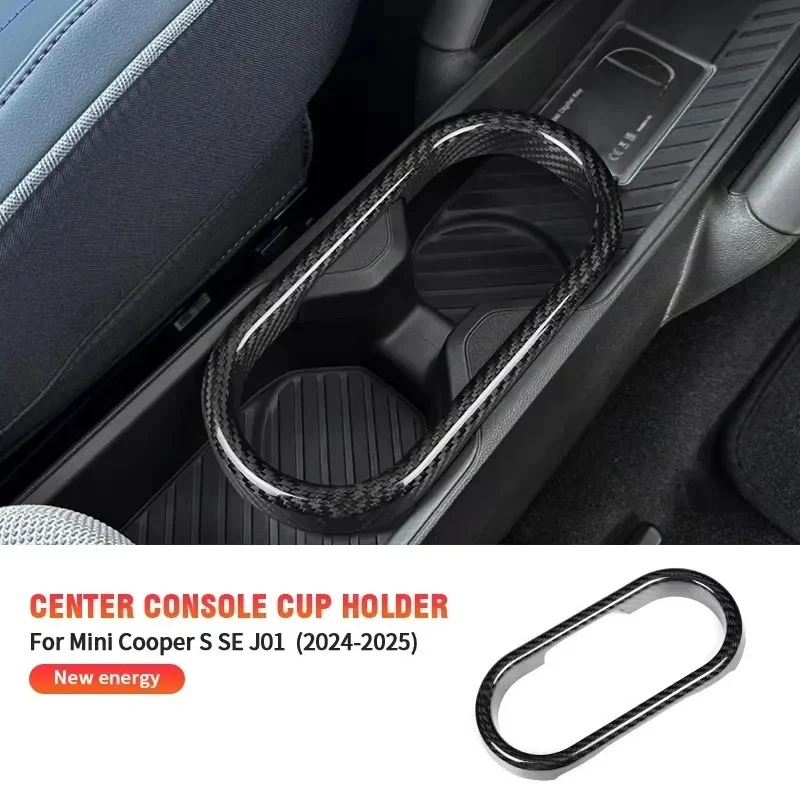 

For MINI Cooper S SE J01 Real Dry Carbon Fiber 2024-2025 Interior Center Console Cup Holder Modification Accessories Trim Cover