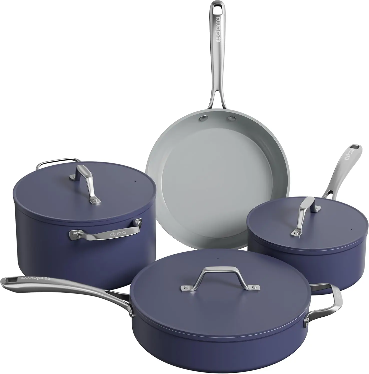 

Non Stick Cookware Set, Ceramic Pots and Pans Set with Lid, Non Toxic Cooking Set, PTFE & PFOA Free