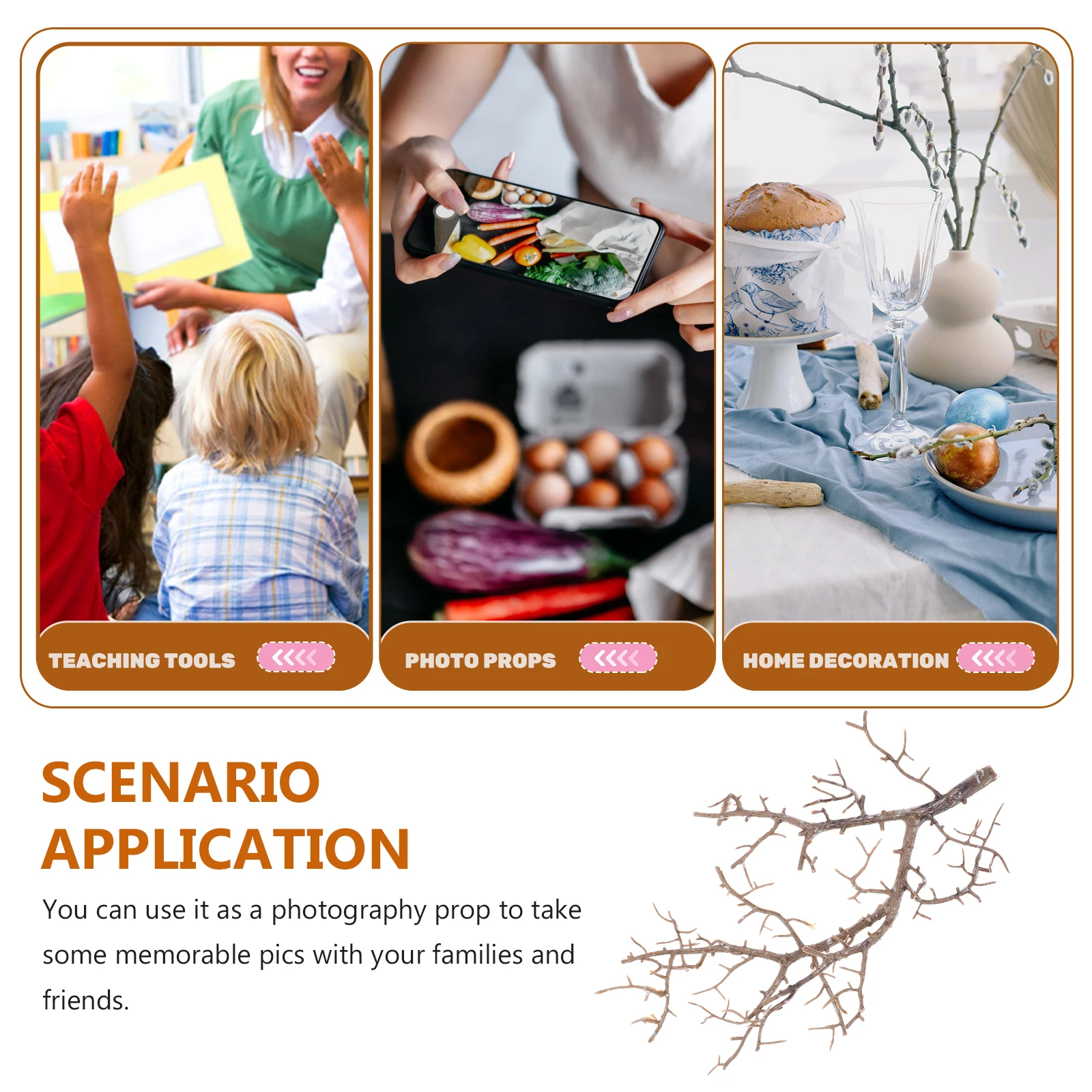 

6pcs Artificial Branches Fake Dried Tree Twigs For Vase Filling Home Office Decor Diy Craft Layout Props Plastic Branch Decors