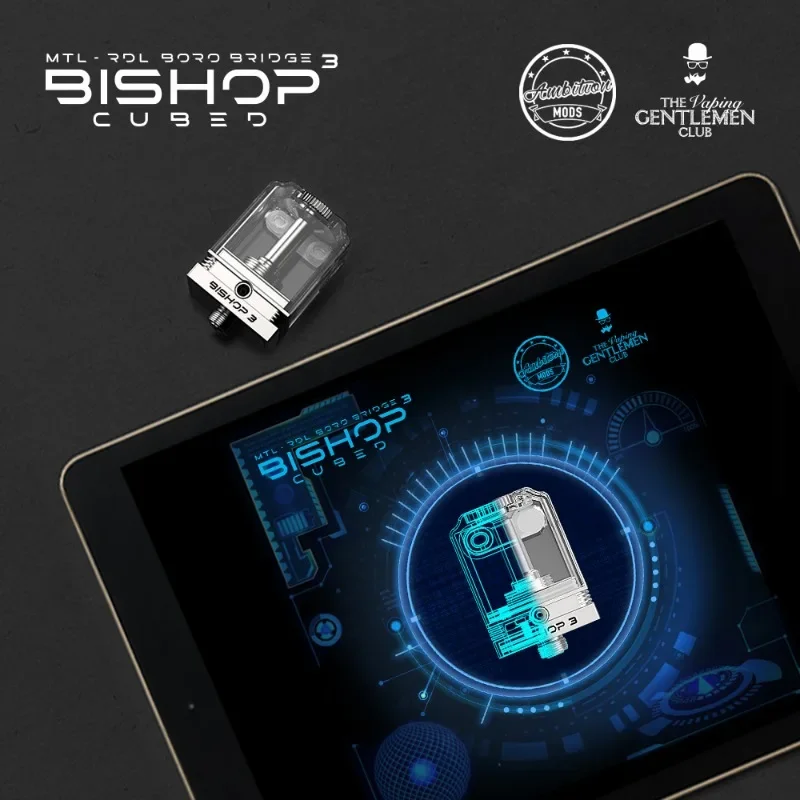 Mods Bishop 3 Bishop3 Cubed RBA Bridge 5ml PCTG 316SS Boro Tank BB Mod Billet Box AIO Boro Mods Vape Ecig replacement coil - gallery image 5