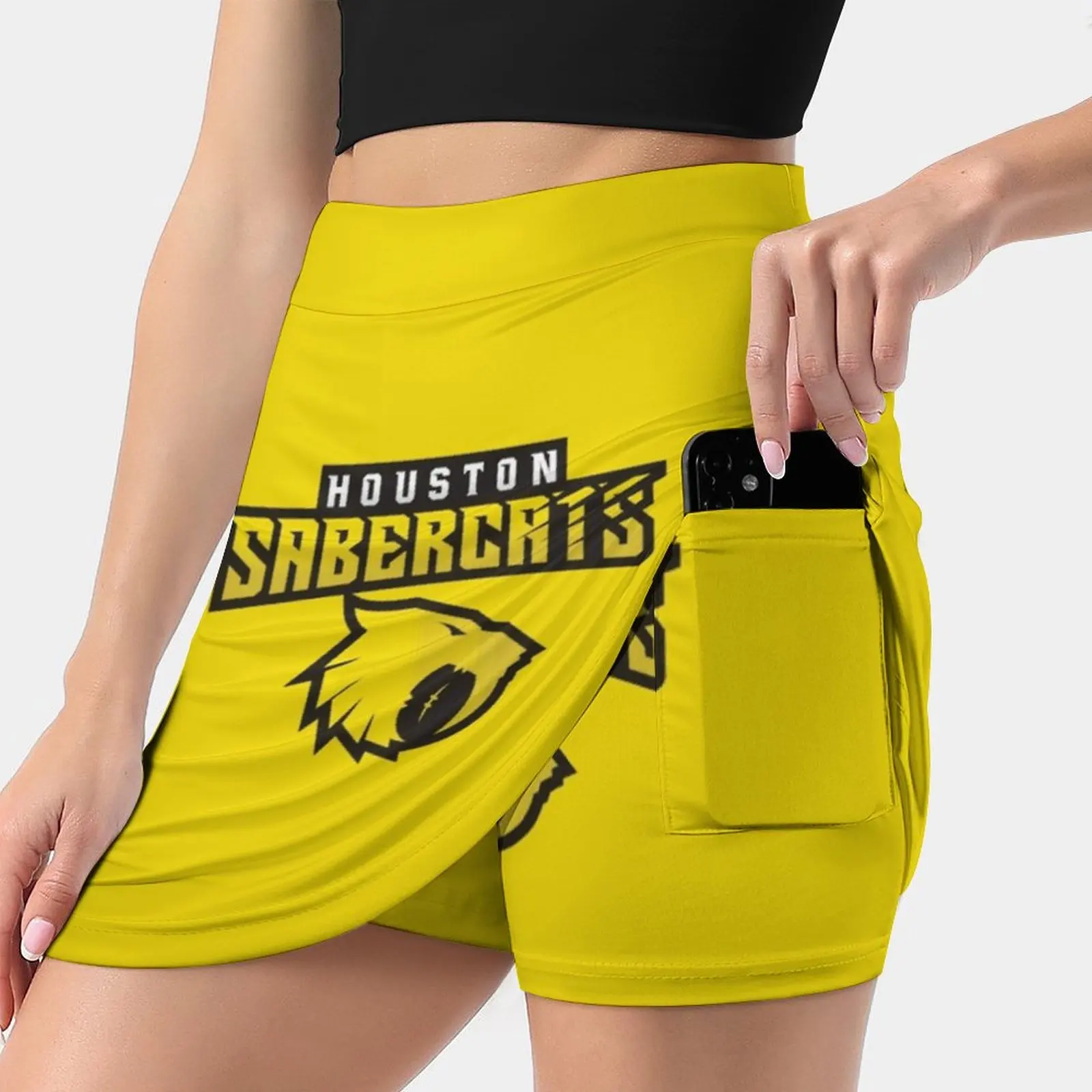 The Houston Sabercats Fake Two-Piece Hakama Skirt Women Pencil Skirts Workout Sports Mini Skirt Sport Hobby Competition Fans