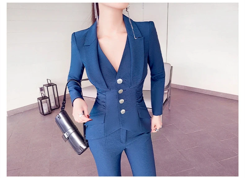 new spring and autumn office lady Fashion casual brand female women girls coat pants suits sets clothing