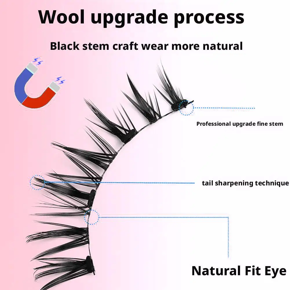 NEW Reusable Magnetic False Eyelashes With Magnetic Tweezers Natural Curly Fluffy Non Glue False Eyelashes Face Makeup Tool