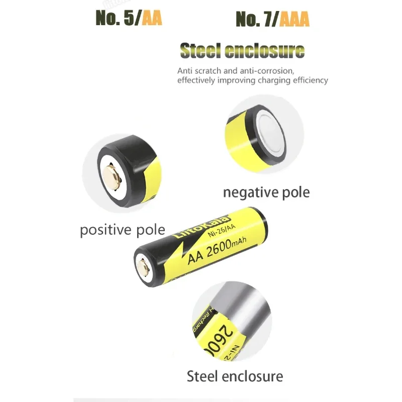 1.2V LiitoKala Ni-26/AA  2600mAh nickel hydrogen AAA 1000mAh rechargeable battery,  for  toys, cameras, remote controls