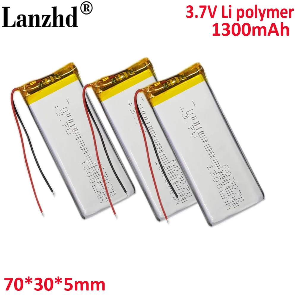 3.7V Polymeer Batterij 503070 Voor Tachograaf Game Machine Rijden Recorder Mp4 Mp5 1300Mah Batterij 453070 503080 562973 603070