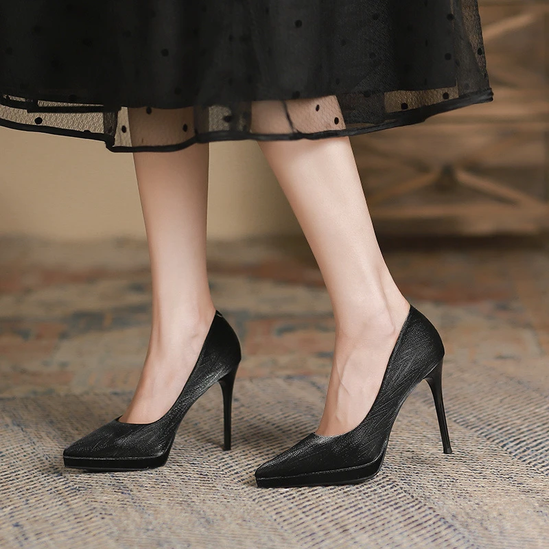 

Luxury Women 11cm High Heels Pumps Office Ladies Designer White Black Heels Prom Stiletto Dress Party Shoes Platform Heels