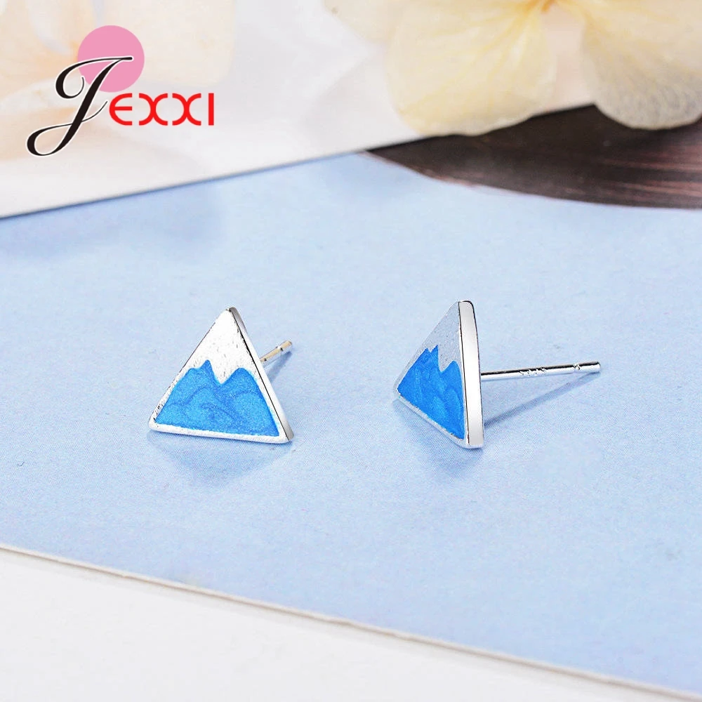 Triangular Snow Mountain Shape Trendy Popular Stud Earrings 925 Sterling Silver For Women Perfect Jewelry Wholesale