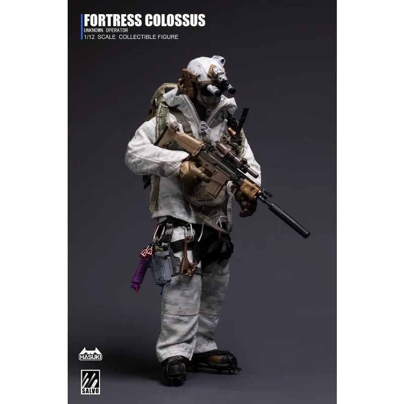 [Op voorraad] HASUKI Originele SALVO-serie Black Action Snow Mountain Ghost 1/12 Soldaat Mobiele pop Prachtig model speelgoedornament