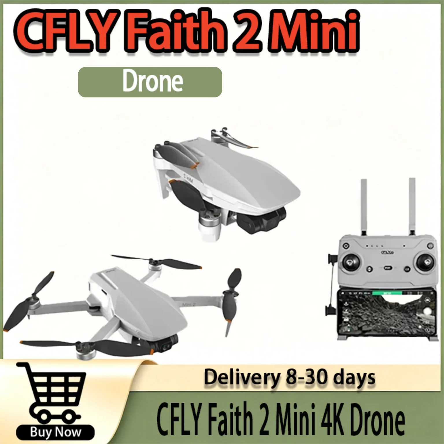 CFLY Faith 2 Mini Foldable Drone 4K Camera 3-Axis Anti-Shake Gimbal 5G FPV GPS Lightweight RC Quadcopter for Aerial Photography