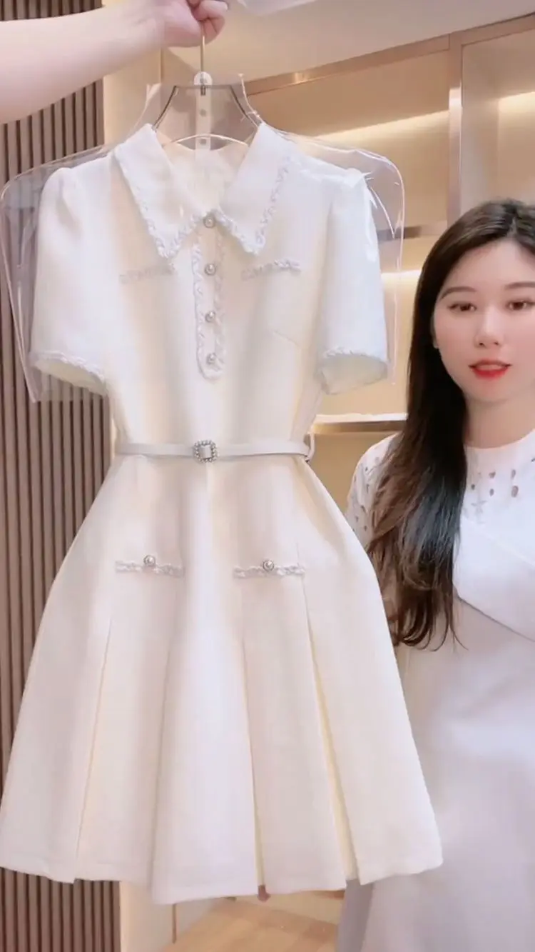

French dress women's summer high-end feeling waist new celebrity temperament small Korean version skirt women