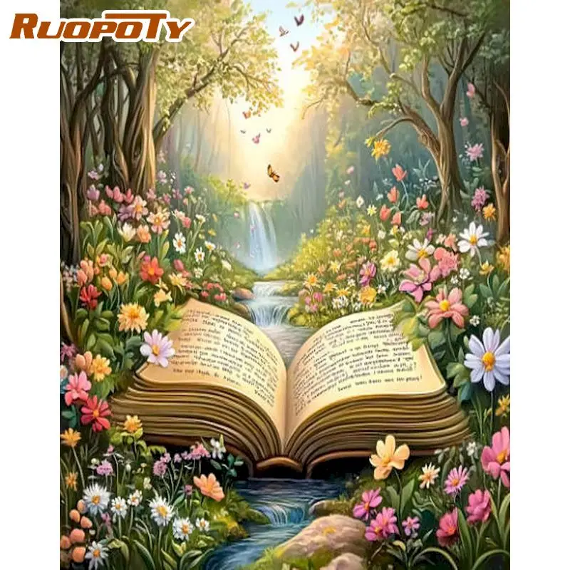 

RUOPOTY 5d Diamond Painting Handicraft Art Diy Gift Book Scenery Full Round/Square Diamond Art For Beginners Home Decoration
