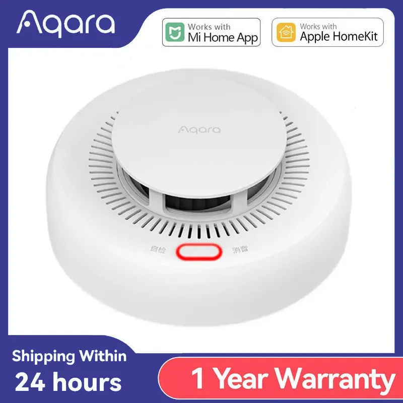 aqara inteligente sensor detector de fumaca zigbee 30 alarme incendio monitor som alerta seguranca em casa app trabalho com xiaomi mi casa homekit 01