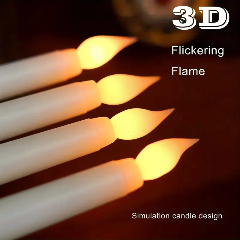 6/12pcs LED Flameless Taper Candles Flickering Electric Long Candle Light Dinner Candle Candlesticks Decor Party Wedding Home