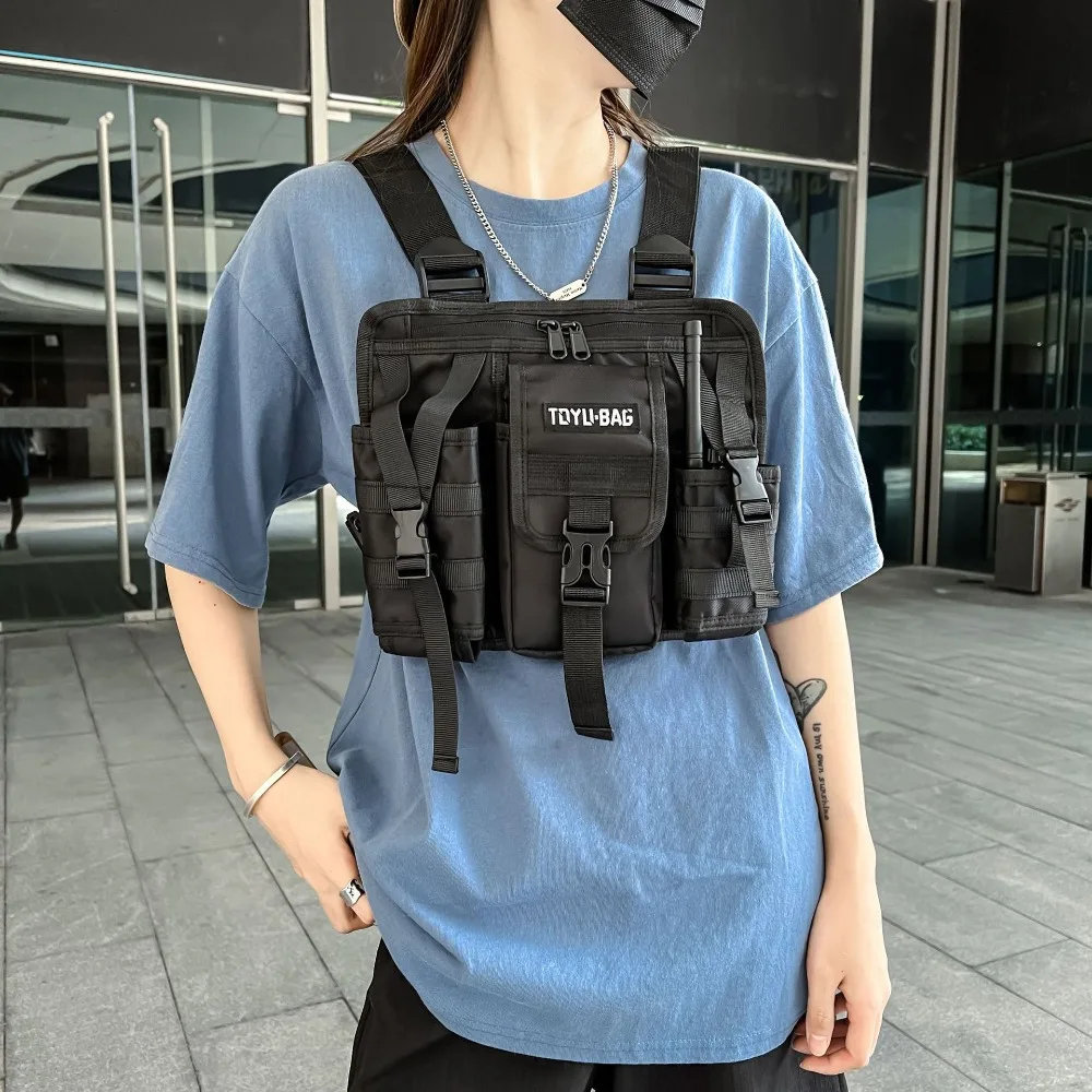 Bolso de hombro de tela Oxford para hombre y mujer, mochila de Estilo Chaleco con cremallera de nailon, Color sólido, equipo de trabajo al aire libre