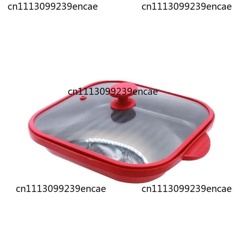 Microwave oven special metal baking pan with lid non-stick frying pan heating lunch box cooking pot