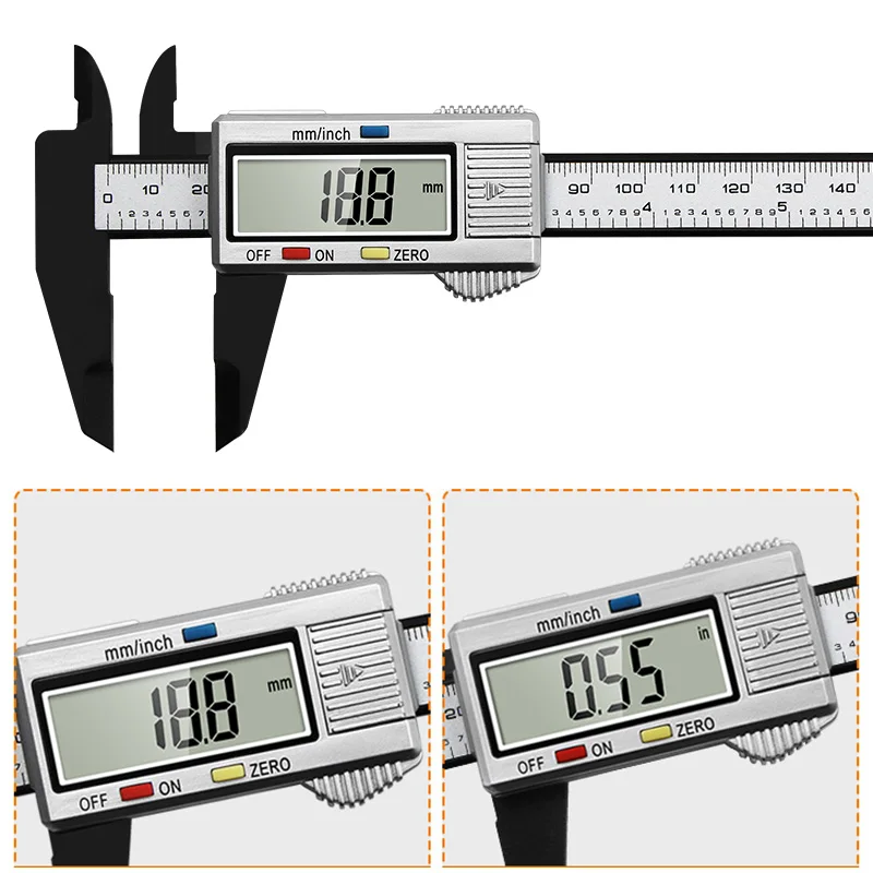 0-150mm Electronic Digital Caliper Dial Vernier Mini Gauge Micrometer Measuring Tool Student Digital Ruler ABS Plastic Inch/mm