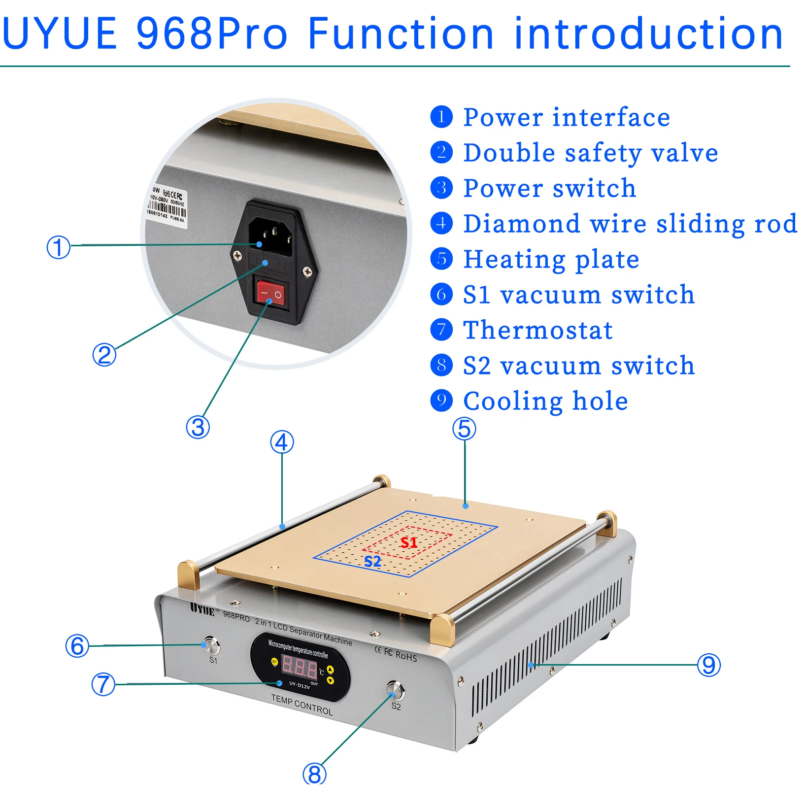 14 inch Max Touch Screen Disassembly Separator Built in Dual Pump For iPad Mobile Phone Maintenance Machine LCD Repair Tool