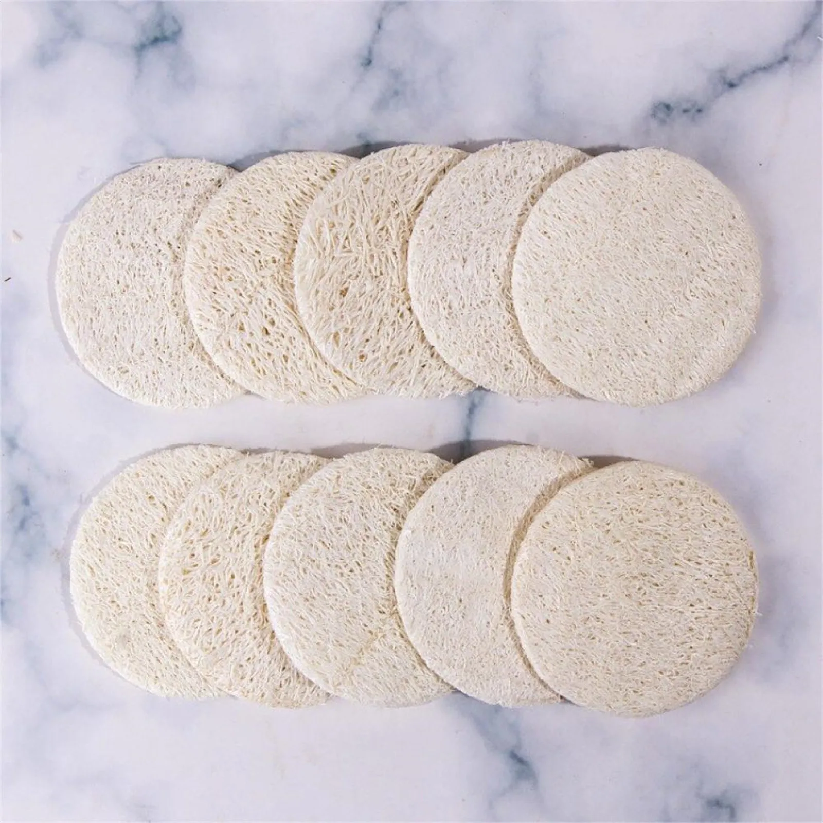 10Pcs Natural Luffa Facial Cleansing Loofah Scrub Wisp Sponge Pads Face and Body Exfoliating Skin Scrubber Peel Scrub Skin Care