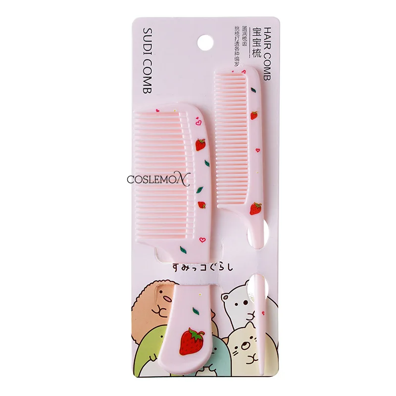 2pcs Hairdressing Comb Anti-static Pointed Tail Combs for Girls Children Cute Strawberry Fruit Women Hair Comb Styling Tool