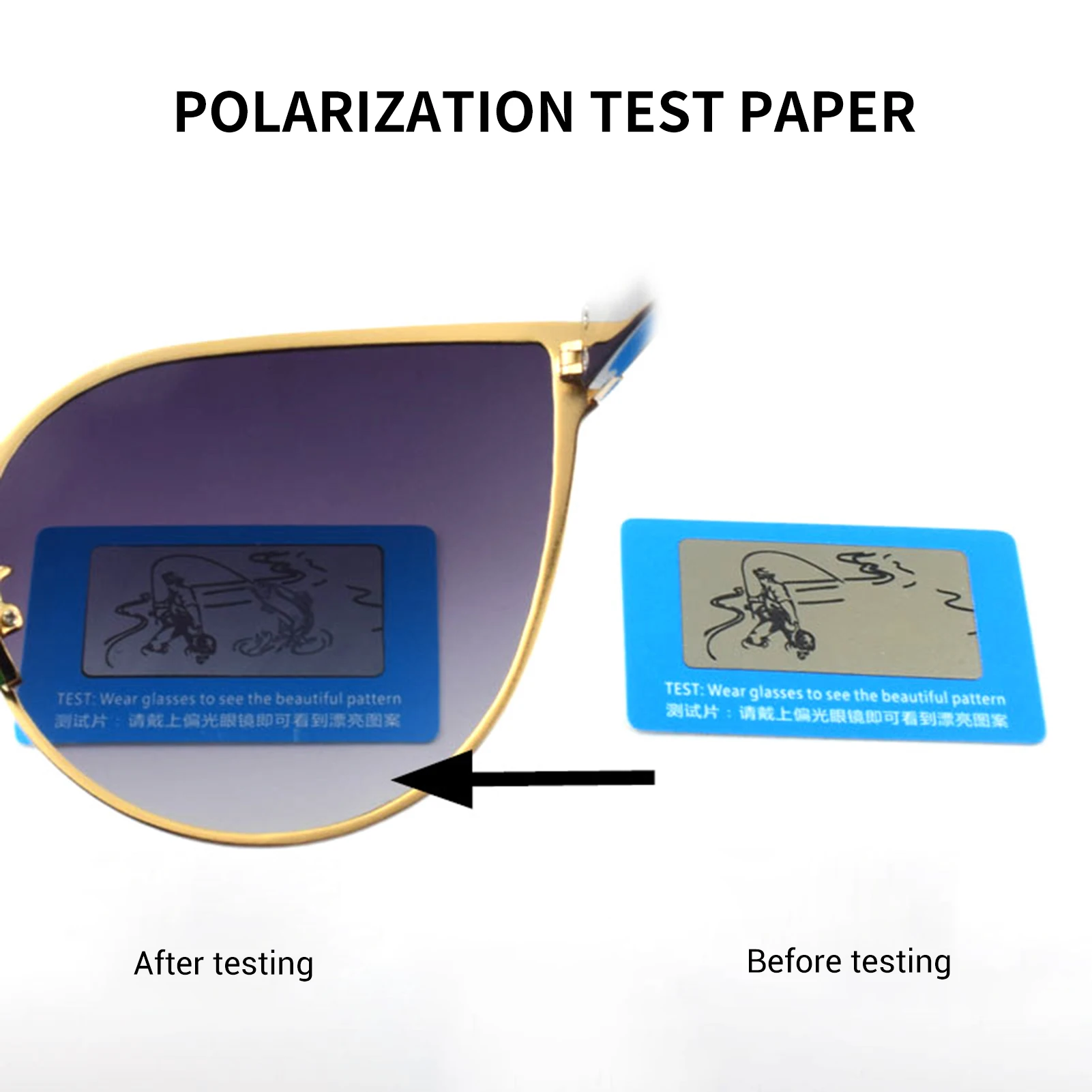 Polarized Sunglasses Tester to See Fishing Man Pattern Polarized Lens Test Card for Eyeglass Shop Sunglasses Supplies