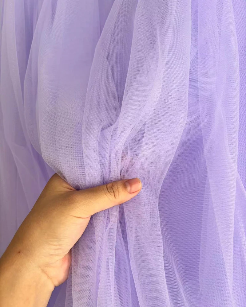 Lilac Purple Lavender Soft Tulle Fabric Wedding Celebration Curtain Cloth Mesh Layout Chair Back Yarn Encryption Net Material