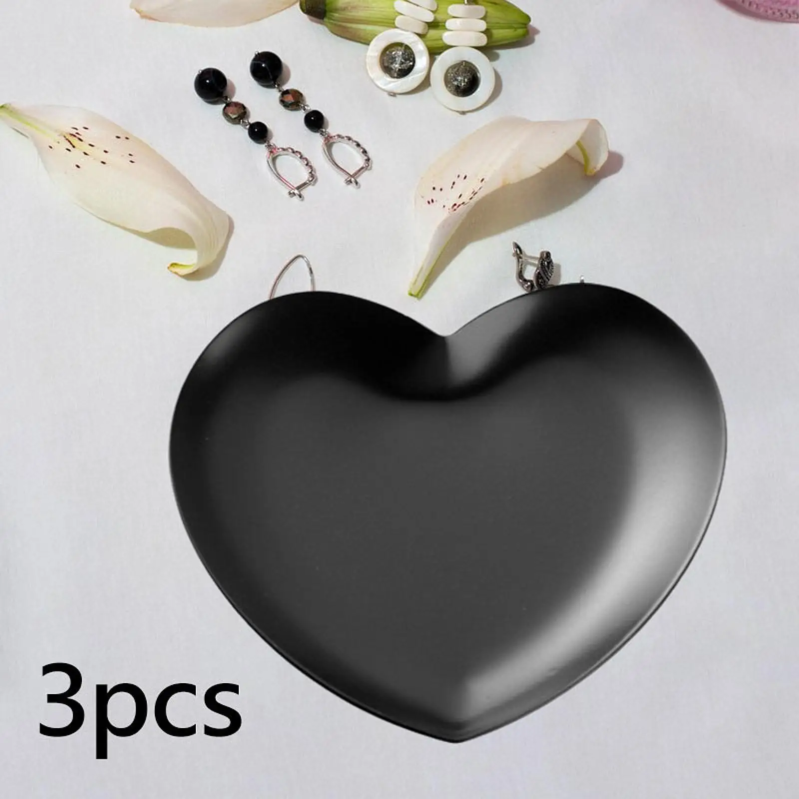 3 Pezzi Piatto a Forma di Cuore Vassoio Decorativo Vassoio Piatto in Metallo per Orecchini Forcine Cosmetici Collana di Gioielli Piccoli Oggetti