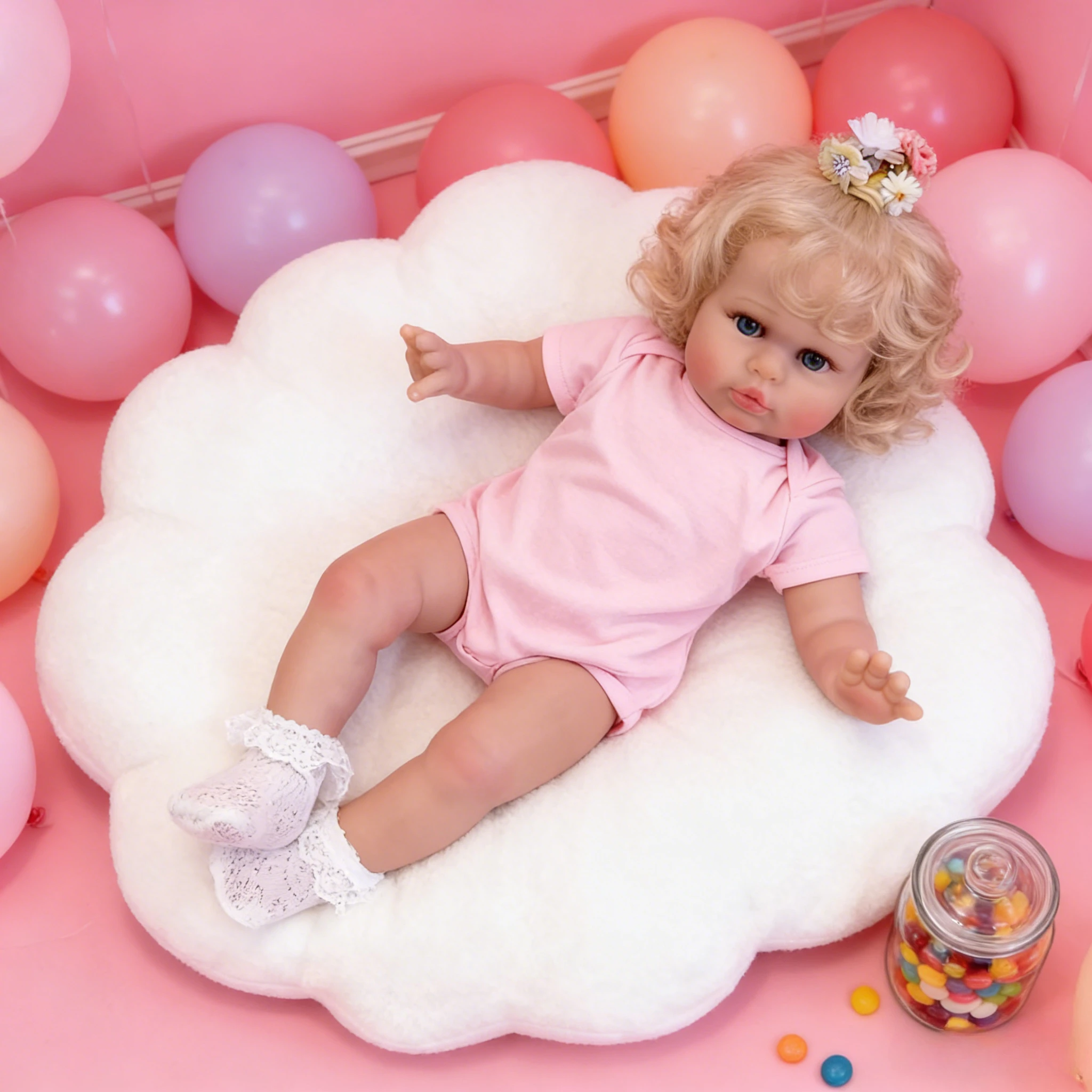 

60cm Reborn Baby Doll Ellie Princess with Blonde Hair Realistic 3D Skin Art Collectible Girl Toy Identical to Product Image