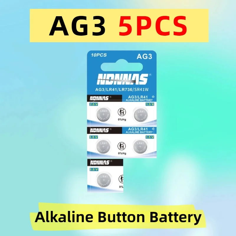 5-100Pcs 1.5V AG3 LR41 Alkaline Button Cells Large Capacity Practical Replacement Cells for Office Calculators Daily Small Elect