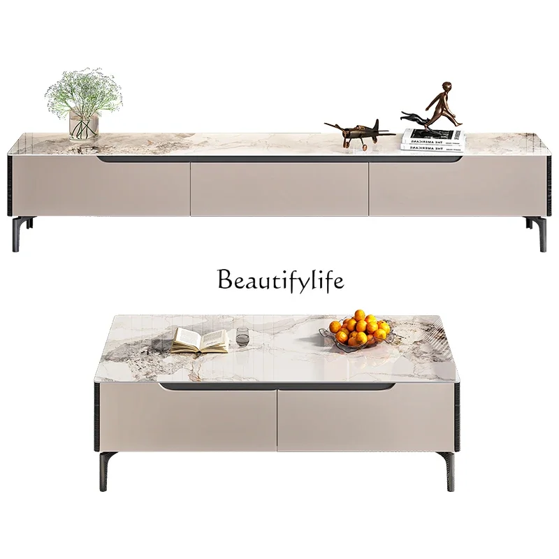 

Italian minimalist rock slab coffee table TV cabinet Nordic living room modern simplicity