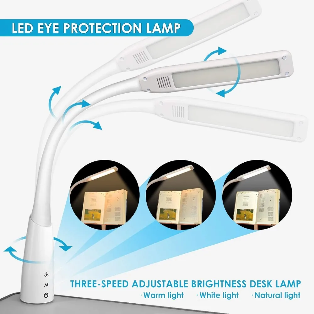 Kids Study Desk and Chair Set Height Adjustable Children School Table Large Writing Board Desk with LED Lamp Pull Out Drawer