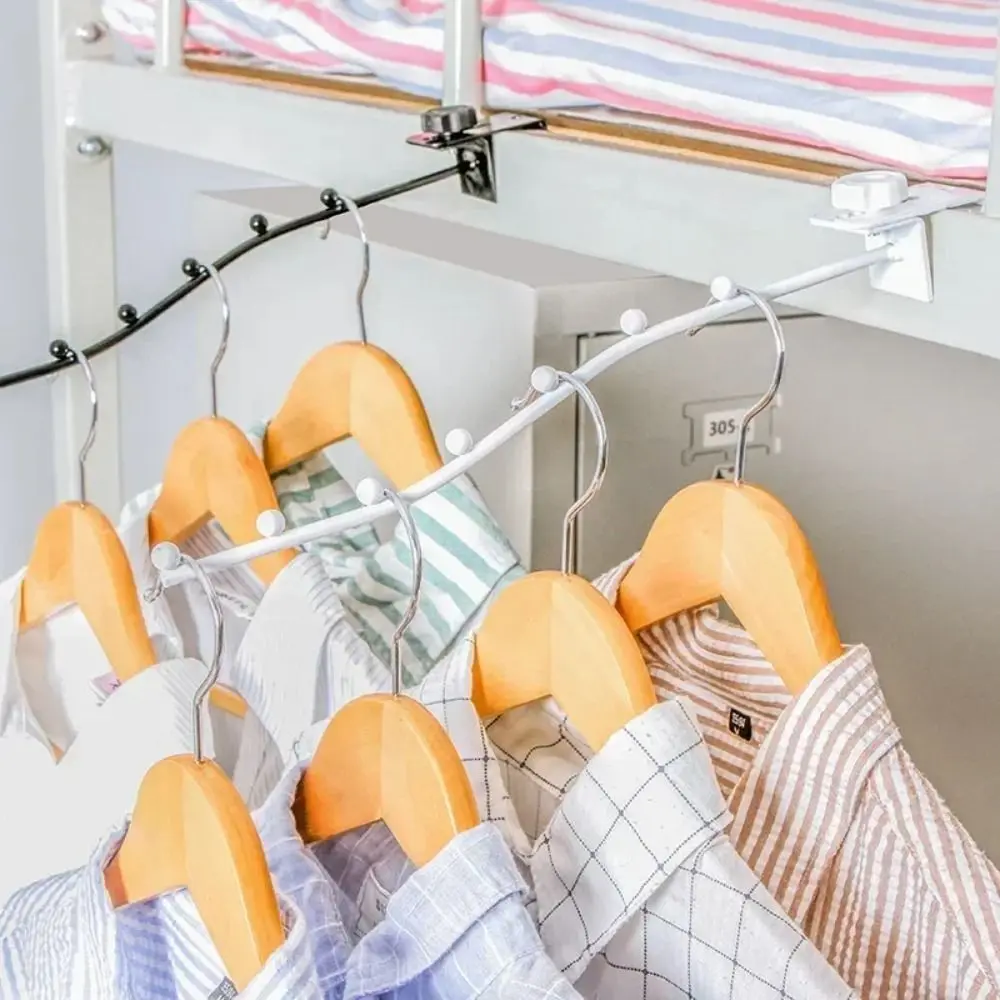 Wall Mount Clothes Hanger Student Dormitory Bedside Space Saving Clothes Drying Rack Iron Closet Organizer
