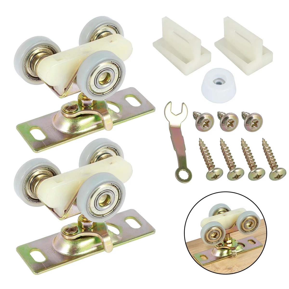 존슨 부품용 슬라이딩 포켓 문짝 롤러 교체, 상단 행어 슬라이딩 문짝 하드웨어 휠 어셈블리, 1125 및 1500 하드웨어
