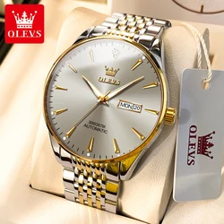 OLEVS Men Watches Luxury Brand Automatic Mechanical Wristwatch for Men Dual Calendar Minimalist Business Fashion Man Watch 2023