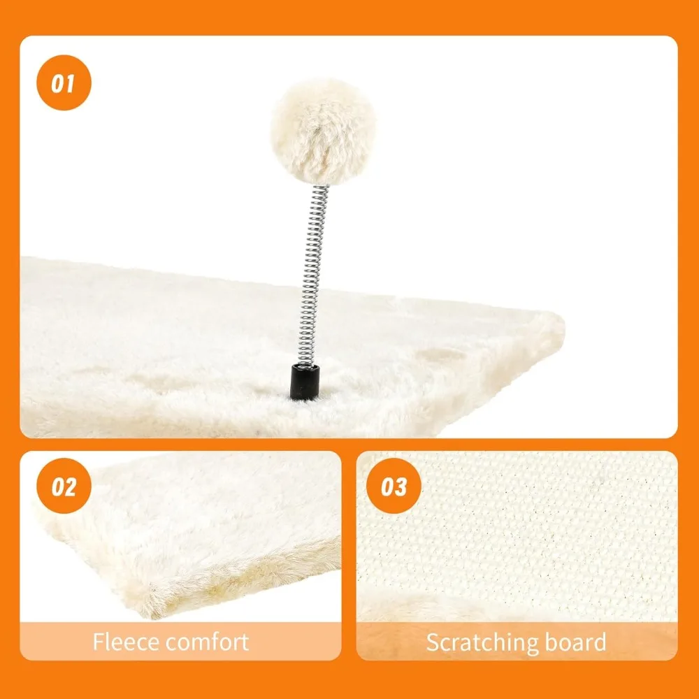 ติดผนัง Cat Climber ชุดชั้นวางปีนเขา, Perches, สะพาน, เปลญวน, Scratching Board & Ball - 7 ชิ้นไม้ในร่มแมว Furn