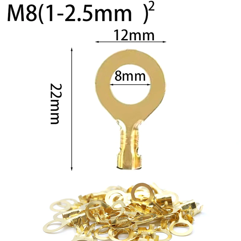 Auto Electrical Ring Terminal Connectors, Copper Crimp Terminal Open End Round Spade Tab with Loose Pins for Wiring