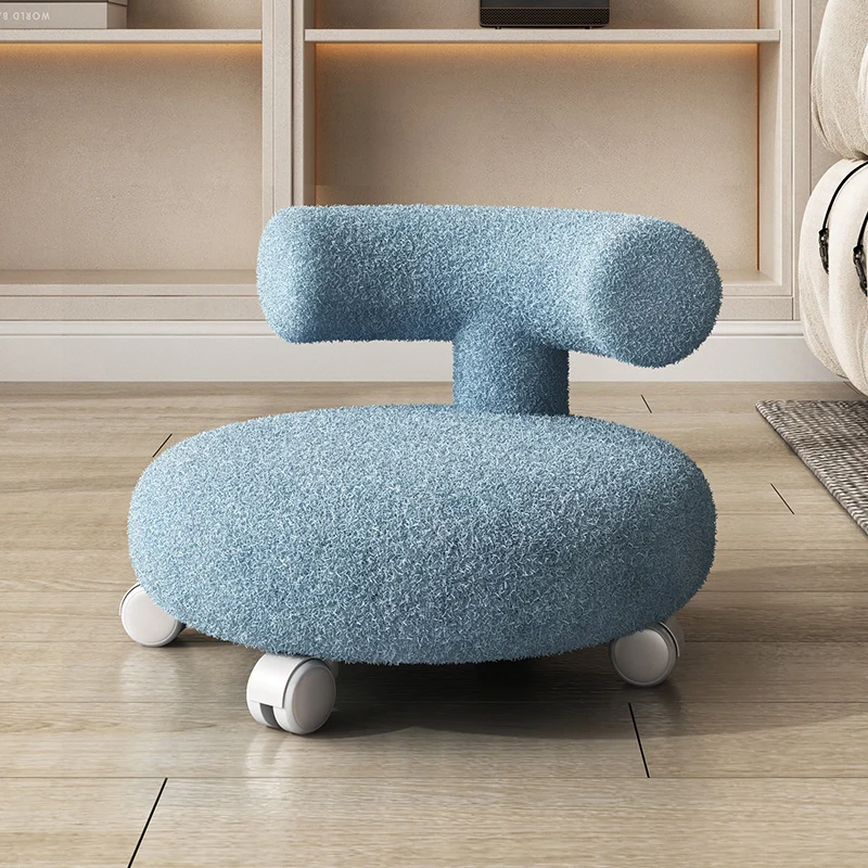 Nordic Household Cashmere Stools Living Room Furniture Universal Wheel Ottoman Creative Backrest Small Stool Pulley Low Stools