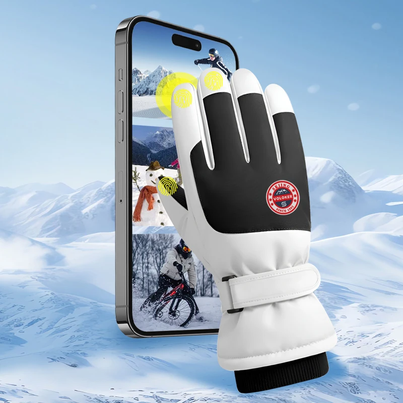 Sarung Tangan Ski Luar Ruangan Pria Wanita Musim Dingin Bersepeda Berkendara Snowboarding Sarung Tangan Anti-selip Sarung Tangan Layar Sentuh Hangat Tahan Angin Tahan Air