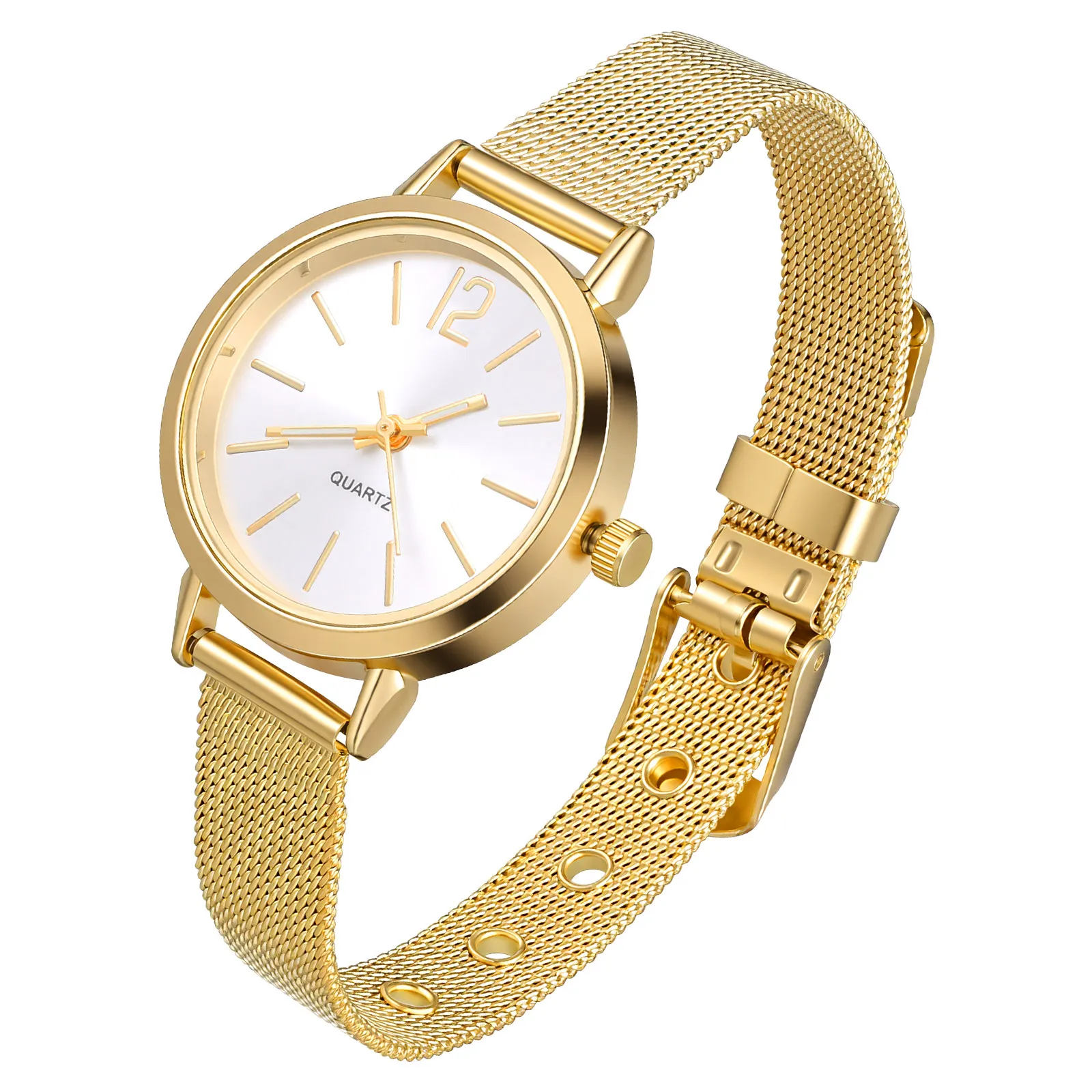 

Женские кварцевые часы с золотым сетчатым ремешком, элегантные модные часы, подарок на Рождество, день рождения, женские часы, модные кварцевые часы