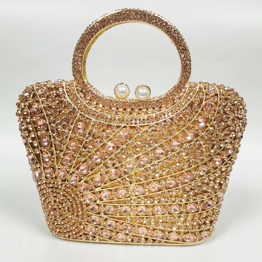 Bolso de mano duro con diamantes rojos para mujer, cartera de mano brillante de cristal para boda, novia, fiesta, baile de graduación